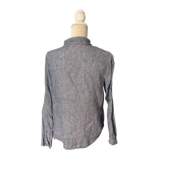 CP Shades Romy Linen Shirt S small chambray blue denim long sleeve button up - Picture 7 of 9